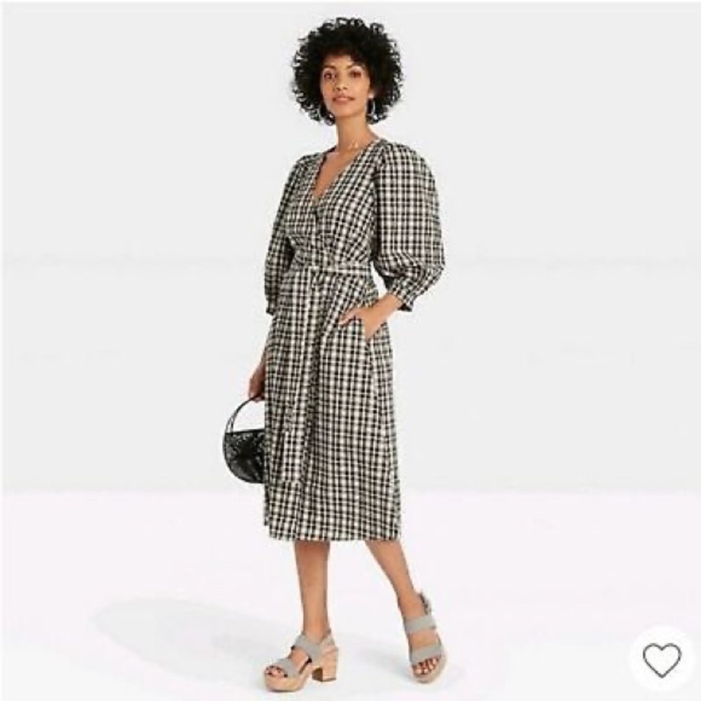 A New Day Elegant Black and White Checkered Dress - EUC - Size XS